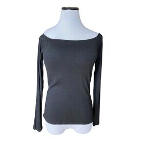Klassy Network Off The Shoulder Braless Long Sleeve Top Size XL Black Seamless